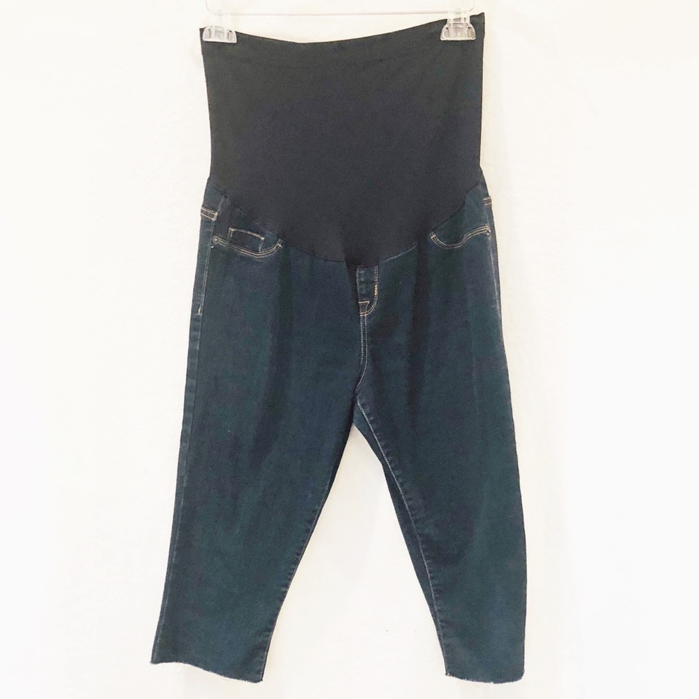liz Lange maternity dark cropped jeggings raw hem